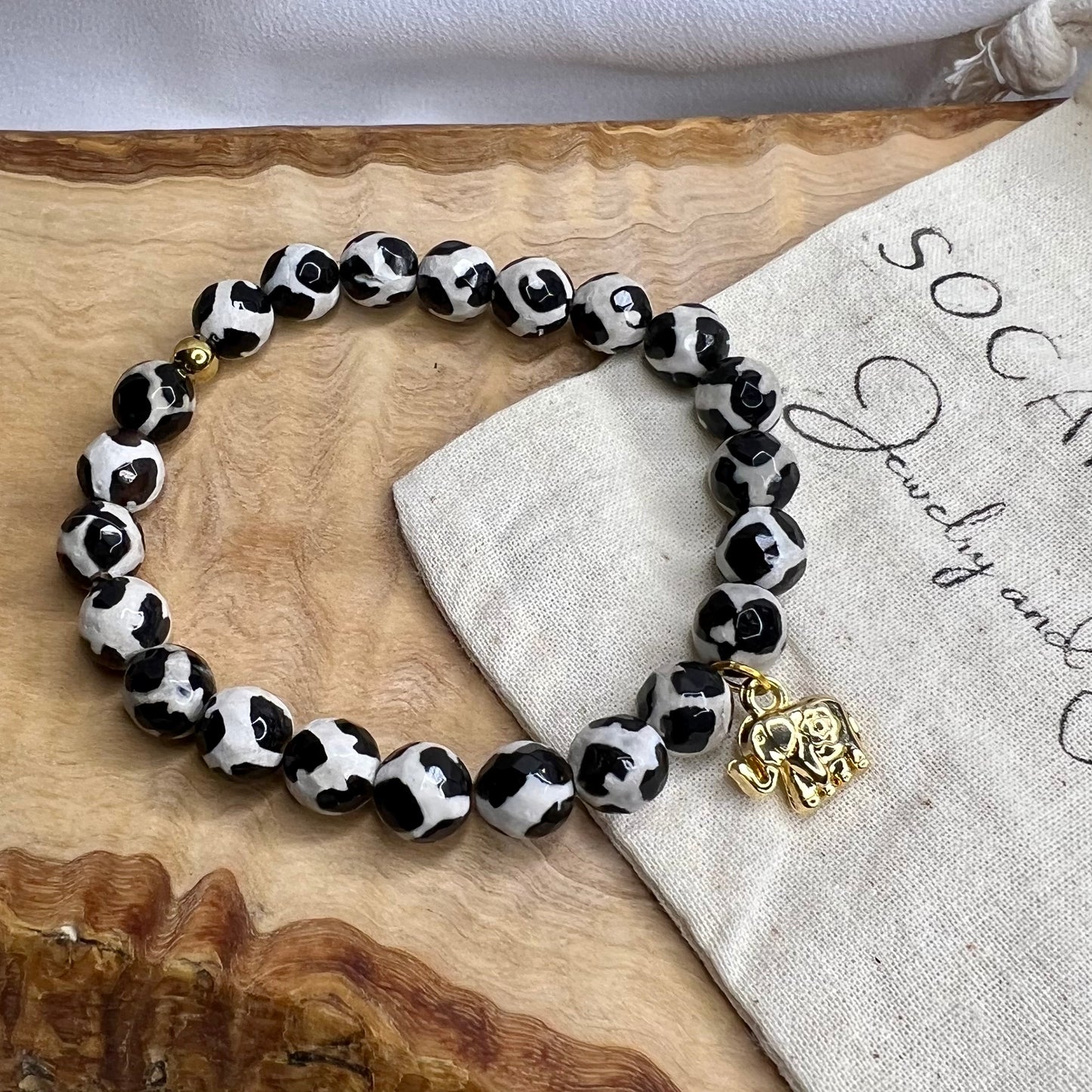 Contrast Agate - Elephant Bracelet