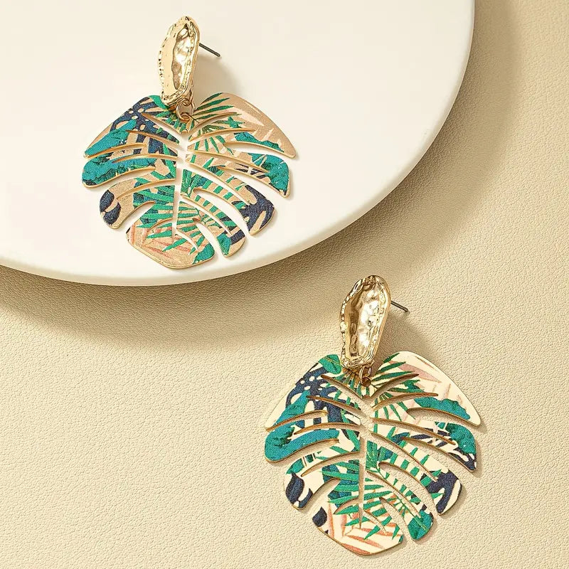 Vintage Vacation Monstera- Earrings