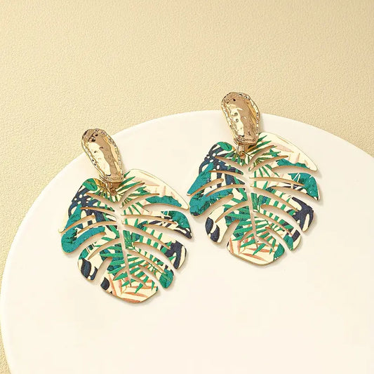 Vintage Vacation Monstera- Earrings