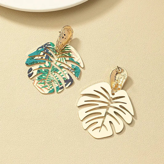 Vintage Vacation Monstera- Earrings