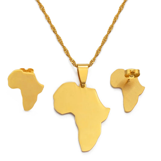 Africa -  Stud Earrings and Necklace Set