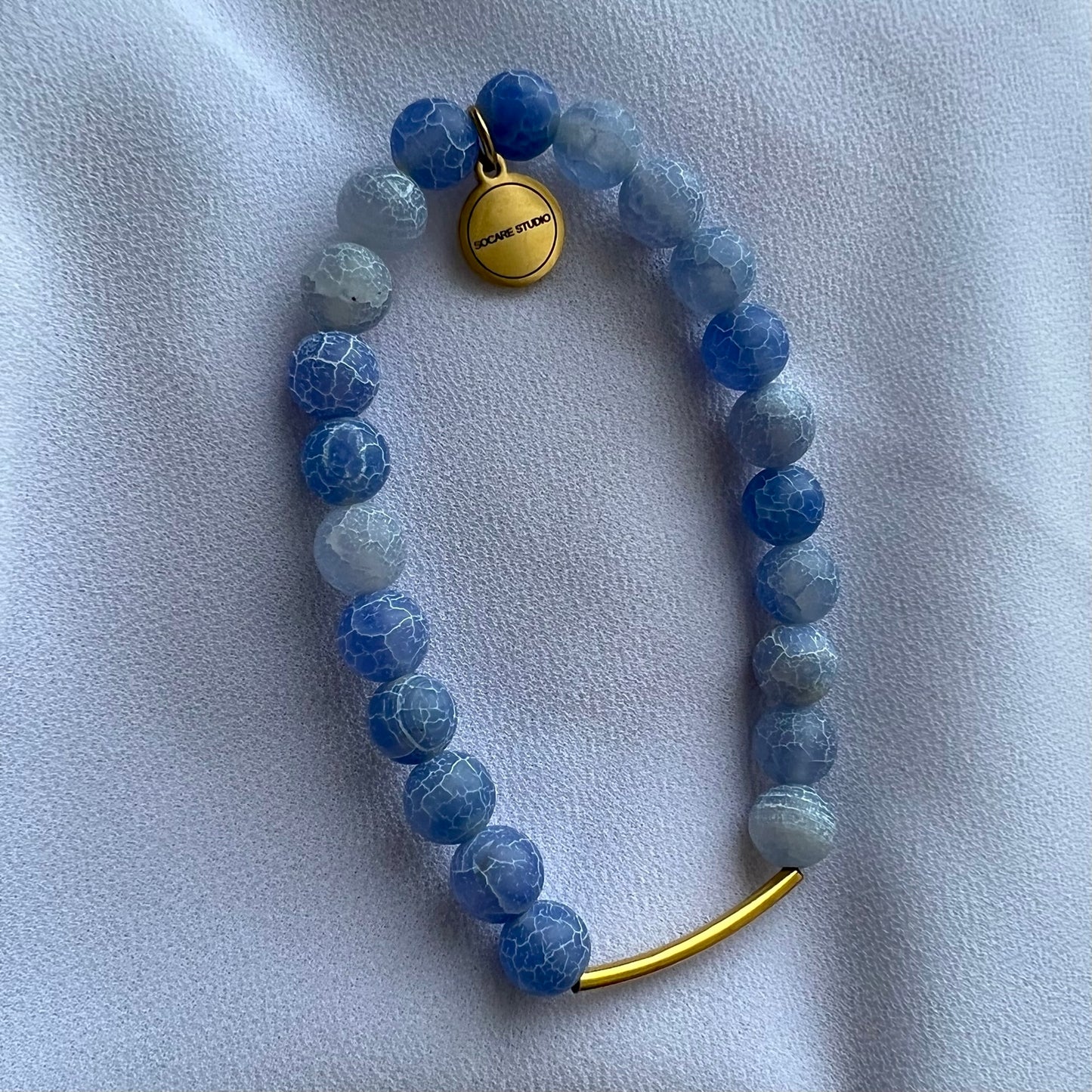 Blue Cracked Agate Bracelet