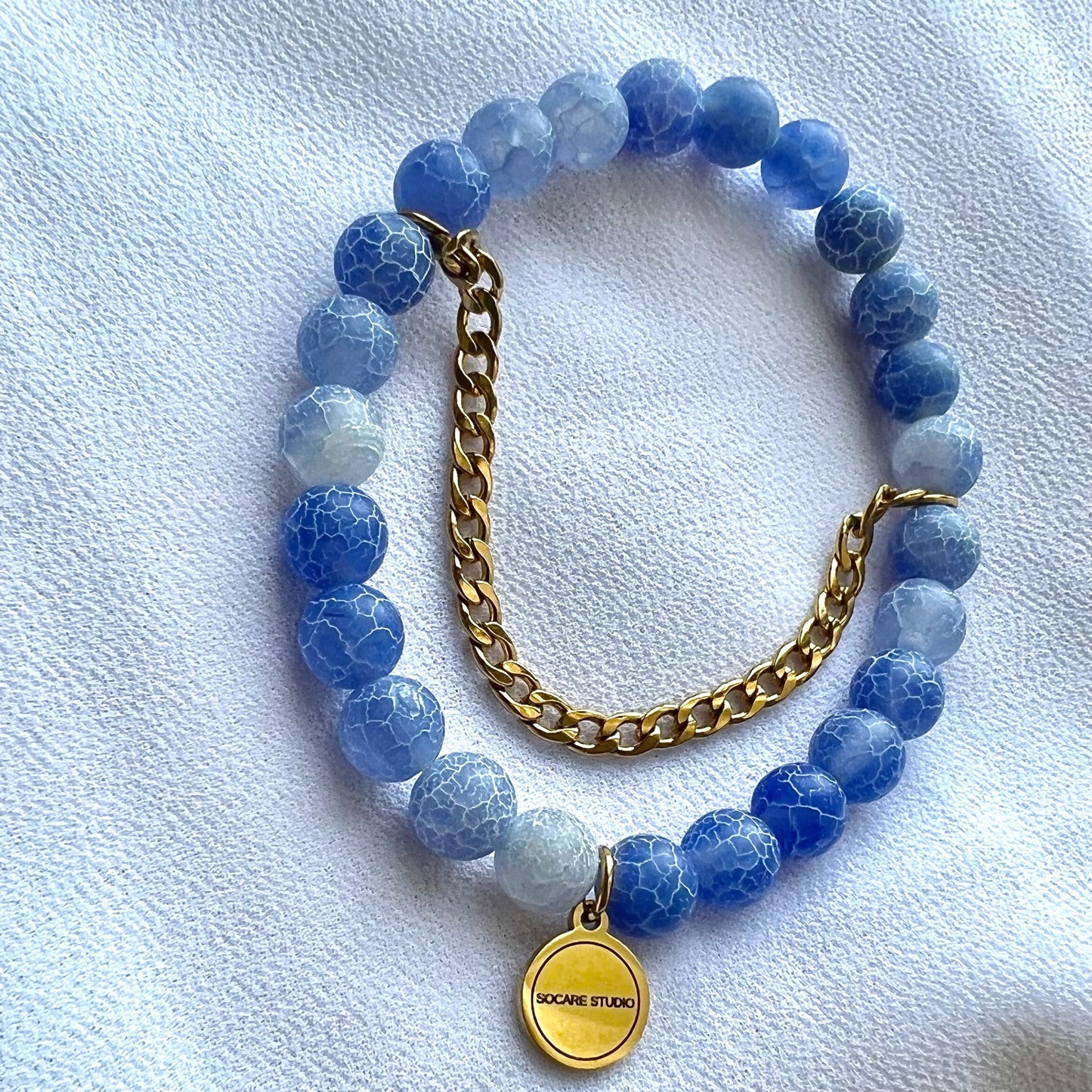 Blue Cracked Agate Bracelet