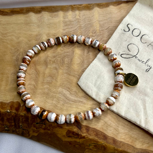 Brown Dzi  Agate- Bracelet