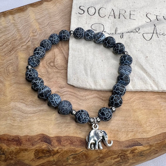 Black Cracked Agate- Bracelet