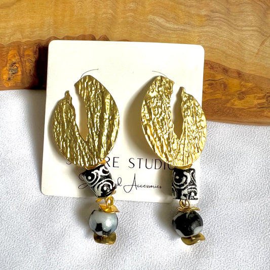 Black & White Recycled Glass- Earrings