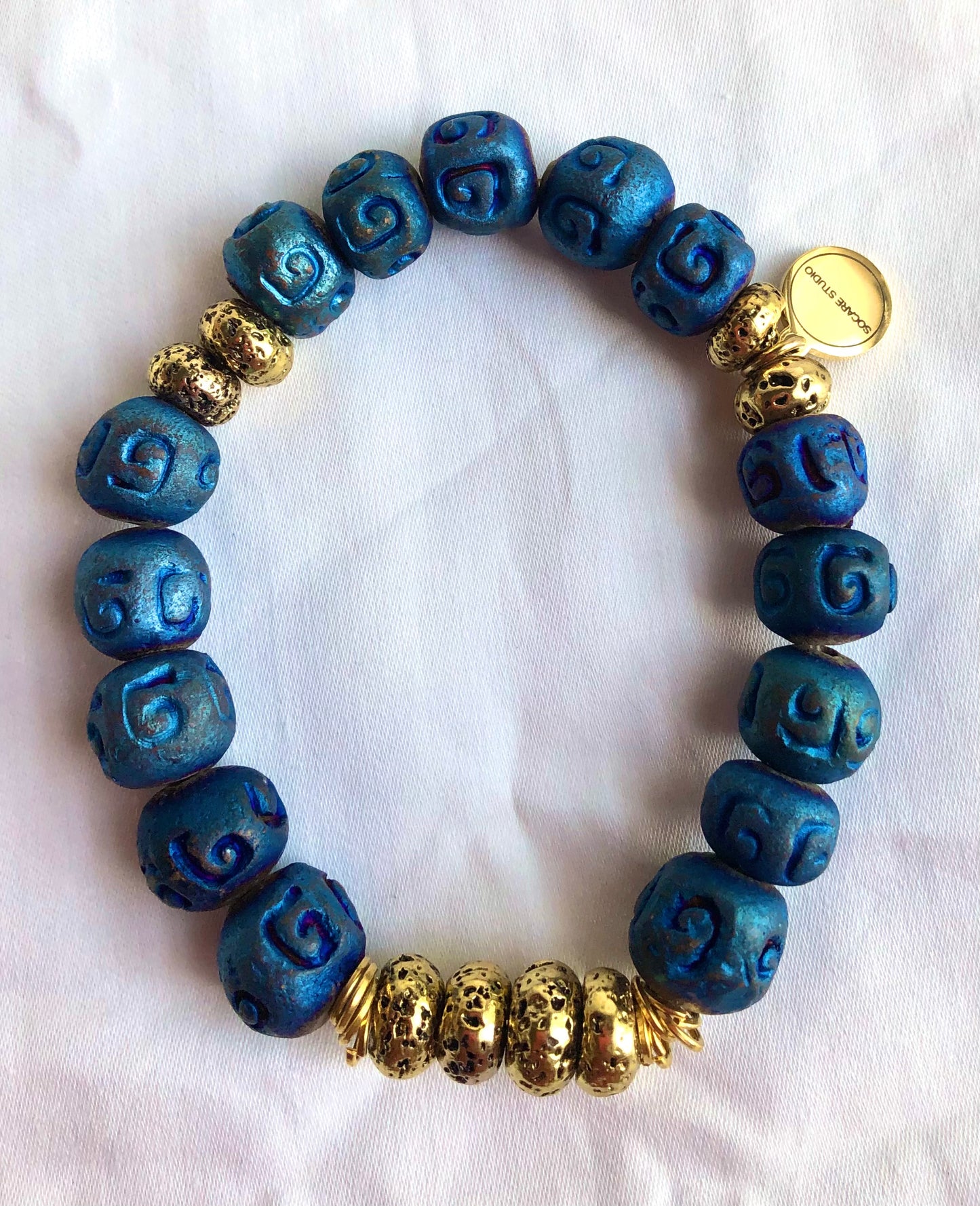 Chaouen Blue - Ceramic and Lava Bracelet