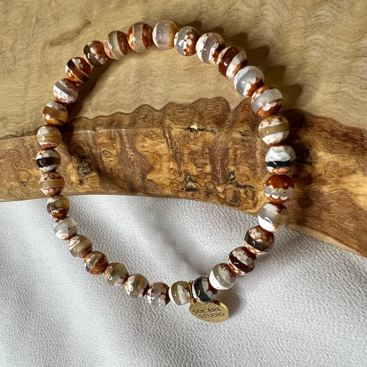 Brown Dzi  Agate- Bracelet