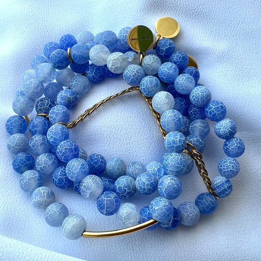 Blue Cracked Agate Bracelet