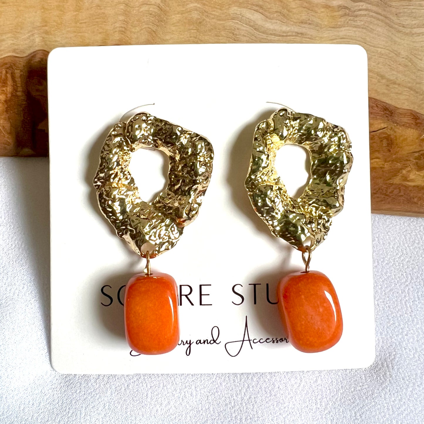 Orange Quartz Statement Earrings