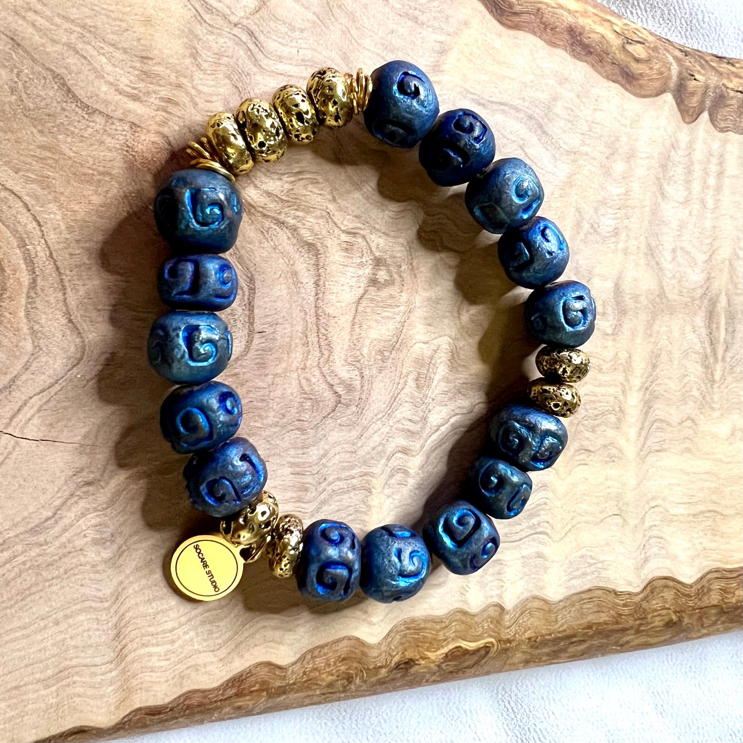 Chaouen Blue - Ceramic and Lava Bracelet