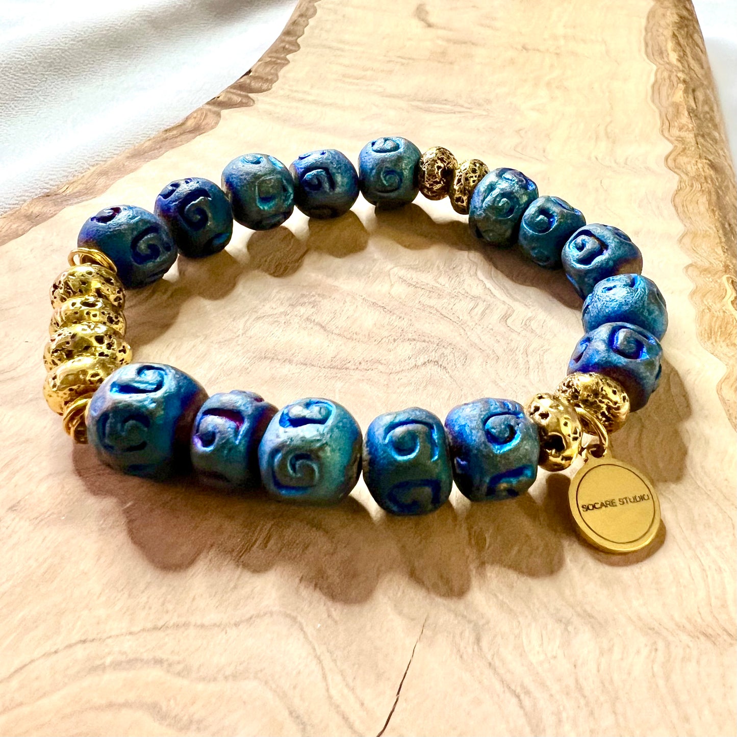 Chaouen Blue - Ceramic and Lava Bracelet